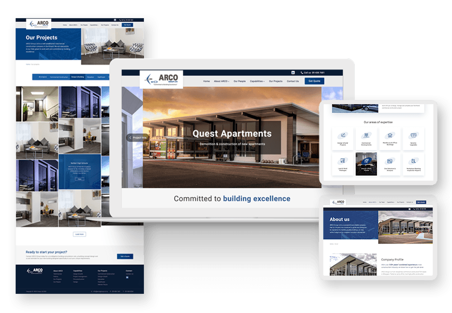 Www.sarobengavery created the website for construction company ARCO to present their services